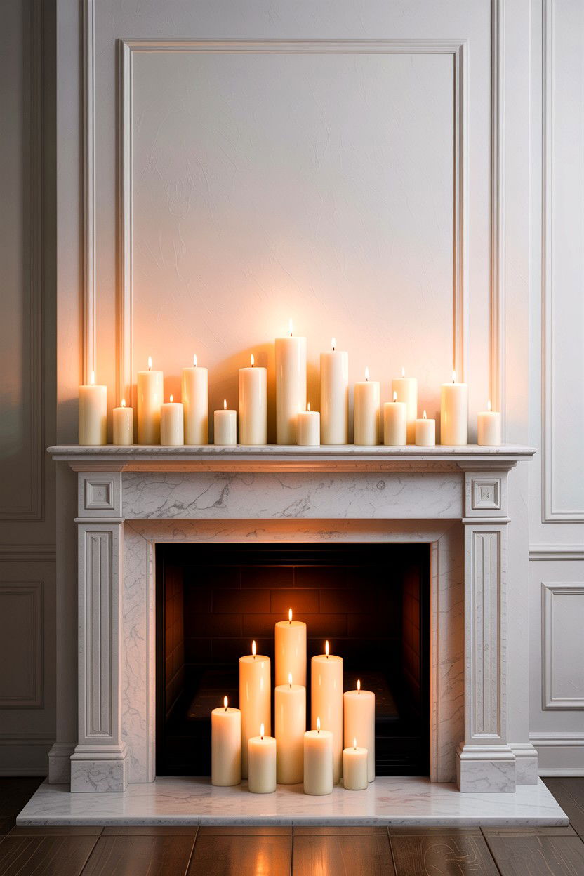 Fireplace Mantel Candle Display - 30 bedroom candle ideas