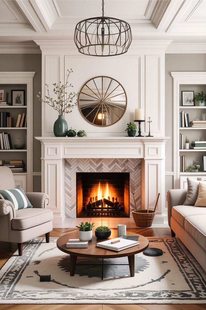 Fireplace tile makeover - 30 DIY living room ideas