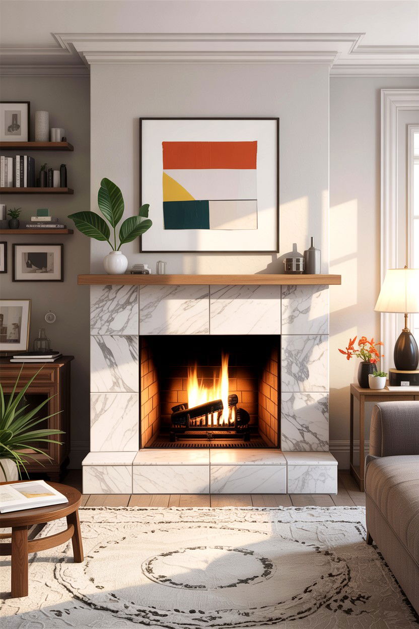 Fireplace tile update - 30 before and after living room ideas