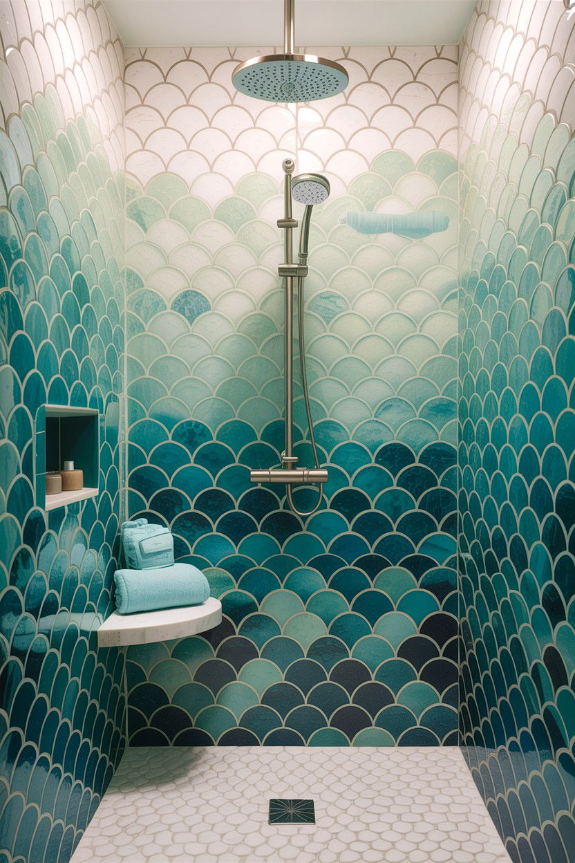 Fish Scale Shower Tile - 30 accent tile bathroom ideas