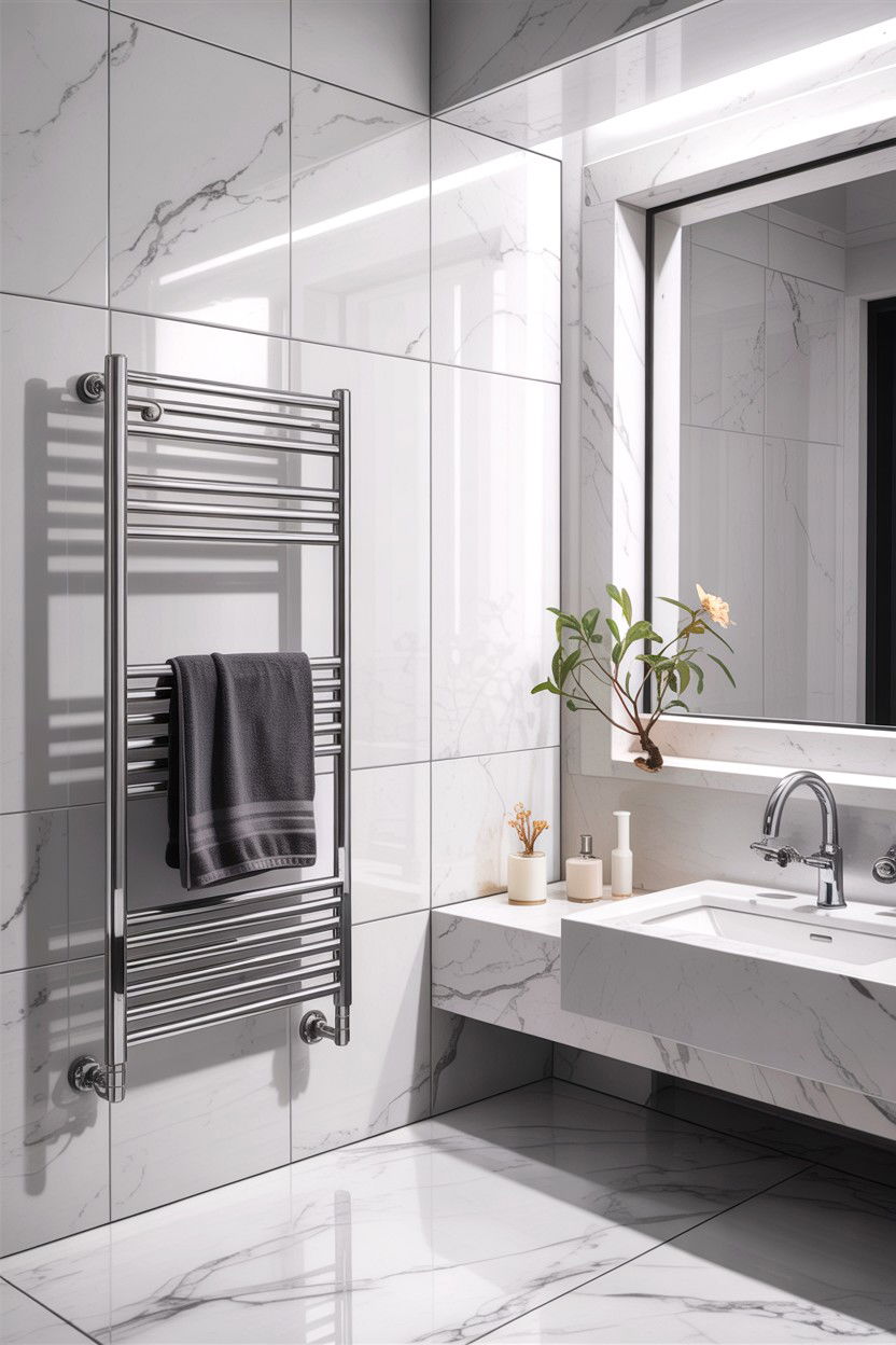 Flat Bar Towel Warmer - 30 heated towel rack ideas