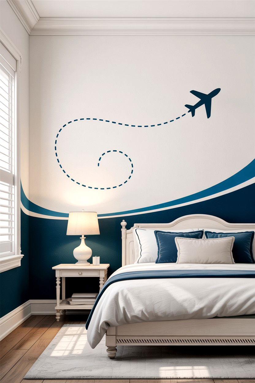 Flight Path Wall Decal - 30 airplane bedroom ideas