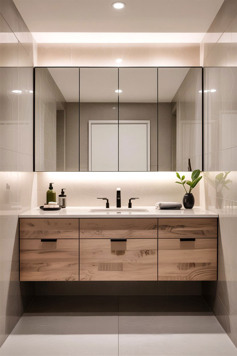 Floating Bathroom Vanity - 30 cool neutral bathroom ideas