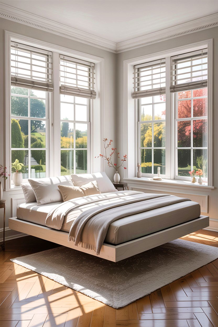 Floating Bed Near Window - 30 bedroom floating bed ideas