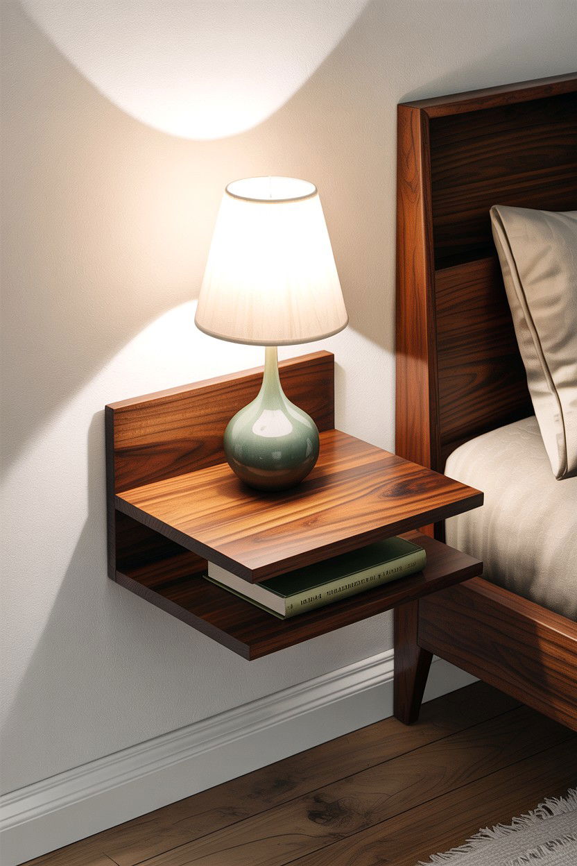 Floating Bedside Table - 30 bedroom compact furniture ideas