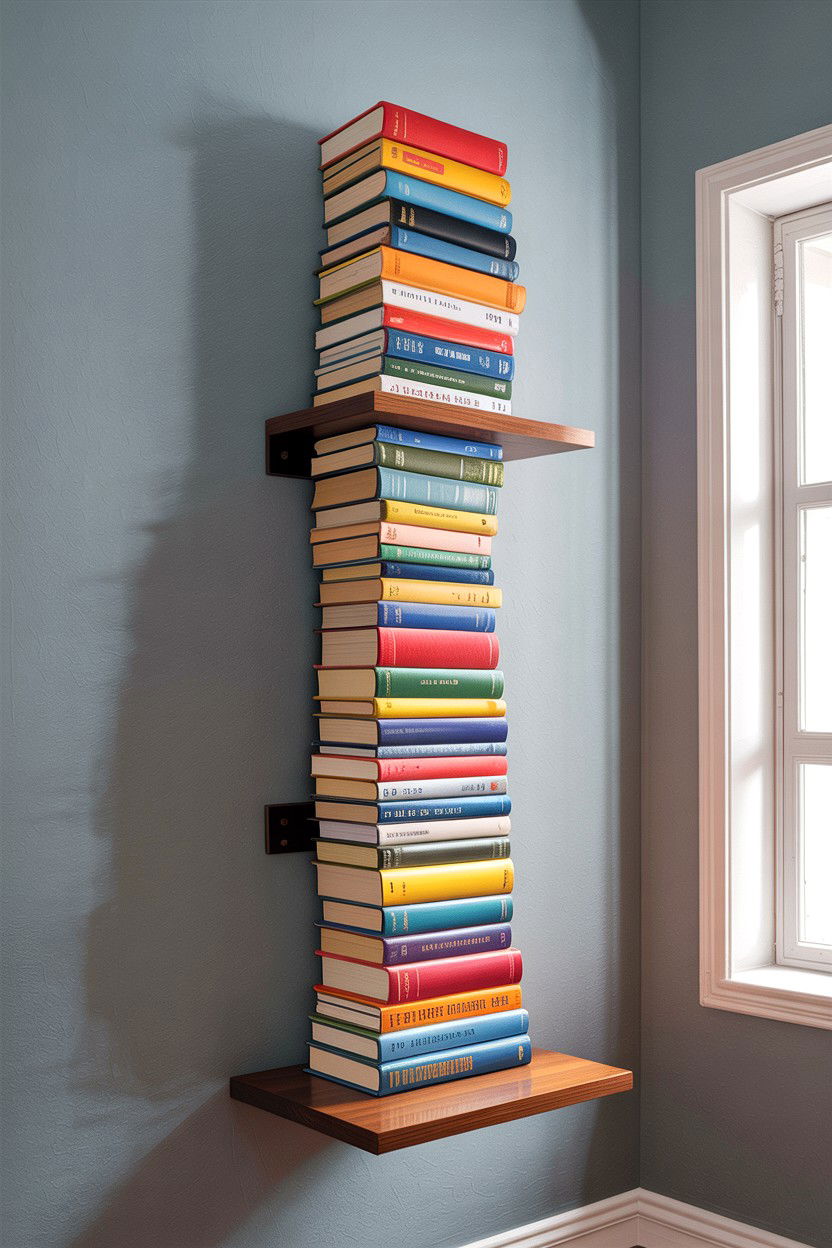 Floating Bookshelf - 30 bedroom compact furniture ideas