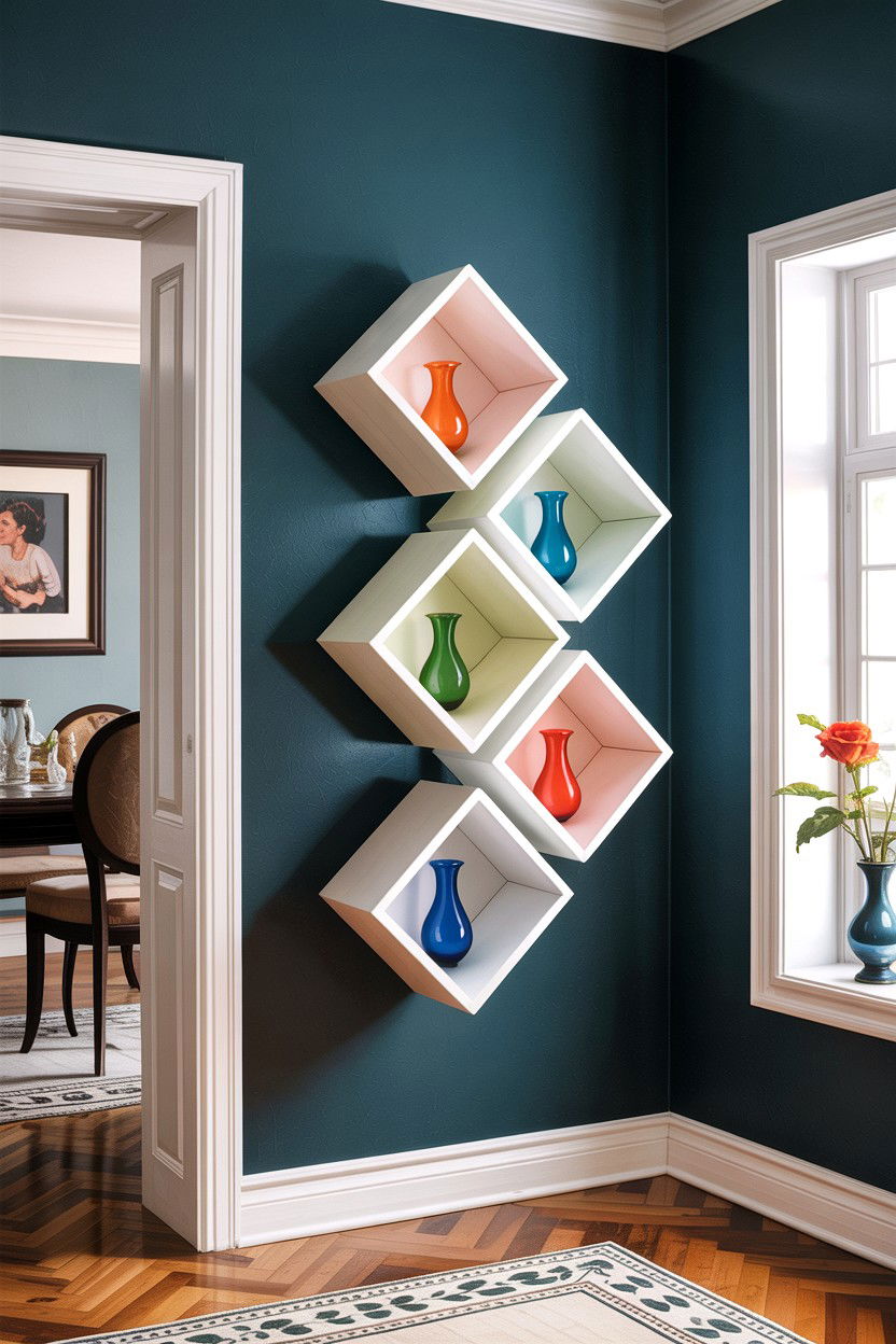 Floating Box Wall Cubby - 30 small dining room space storage ideas