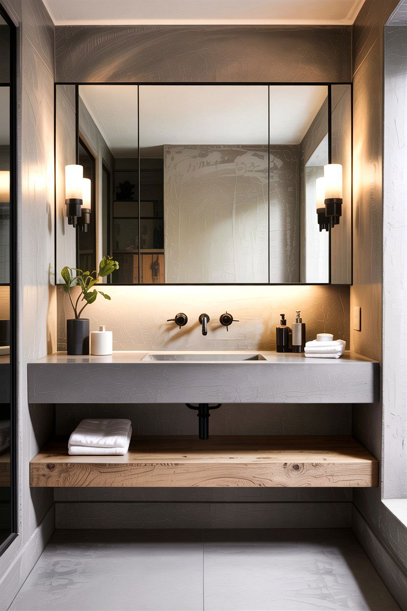Floating Concrete Vanity - 30 industrial bathroom ideas
