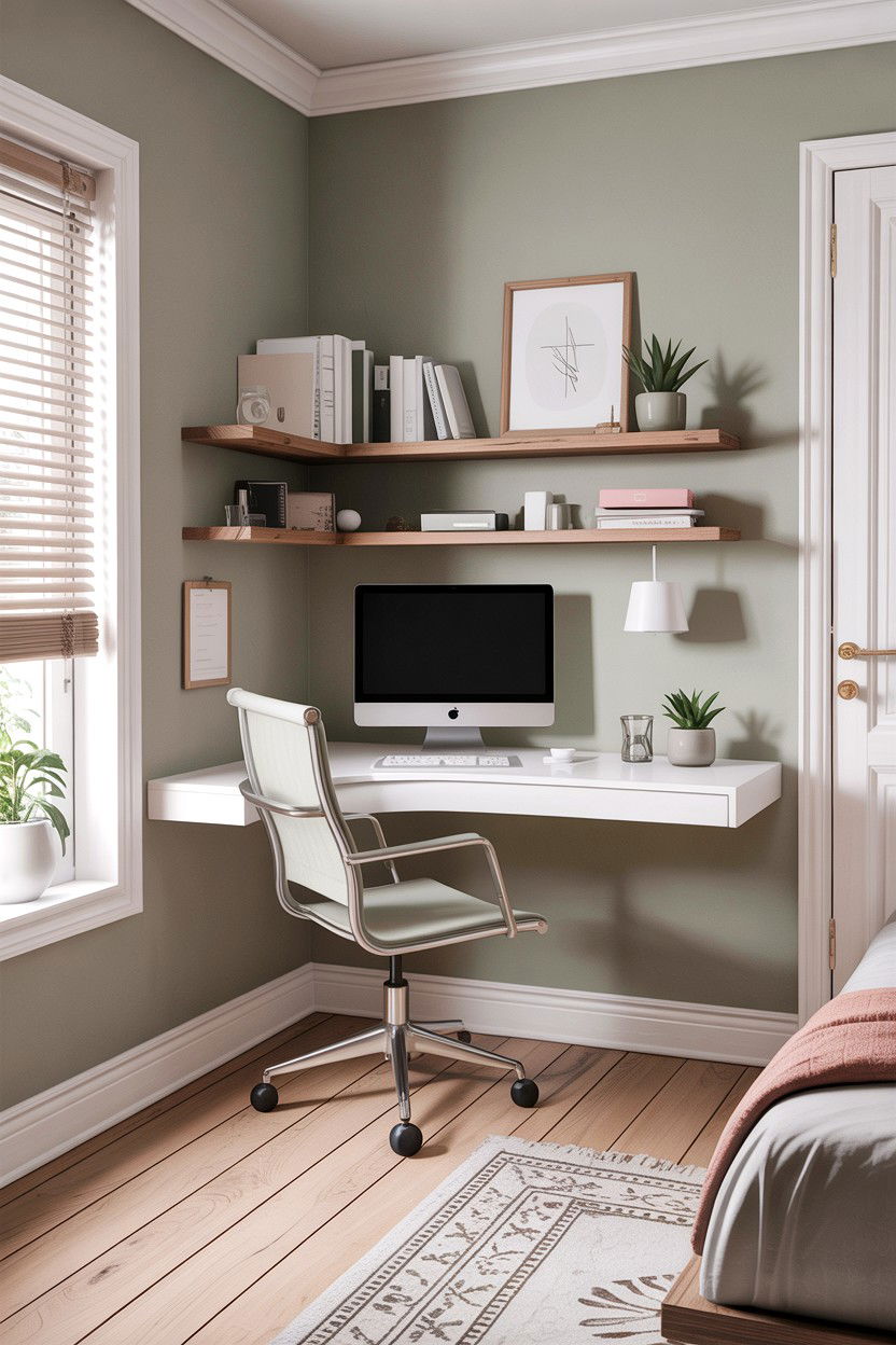 Floating Corner Desk - 30 bedroom corner desk ideas
