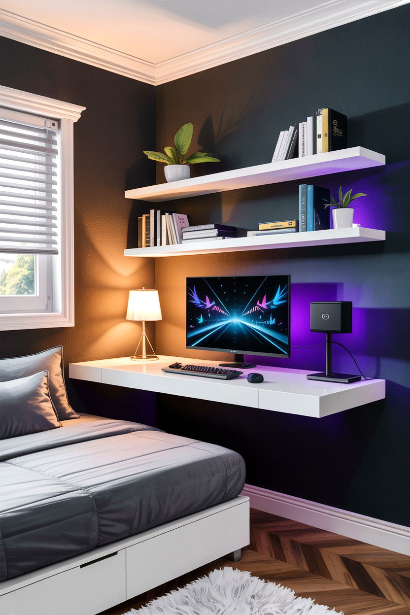 Floating Desk Bedroom Setup - 30 gaming bedroom ideas