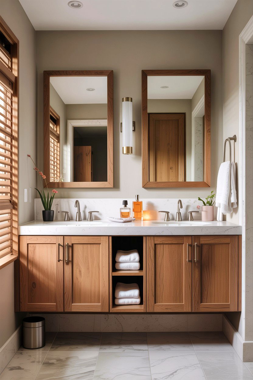 Floating Double Vanity - 30 custom home bathroom ideas