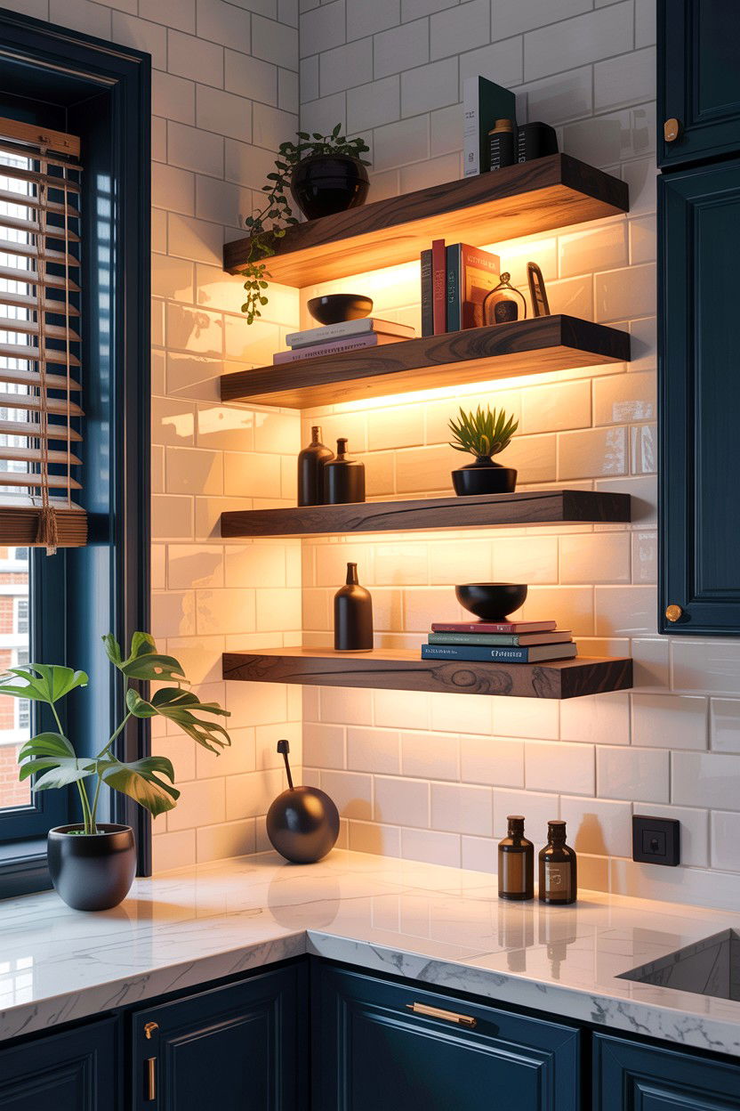 Floating Niche Lighting - 30 lighted niche bathroom ideas