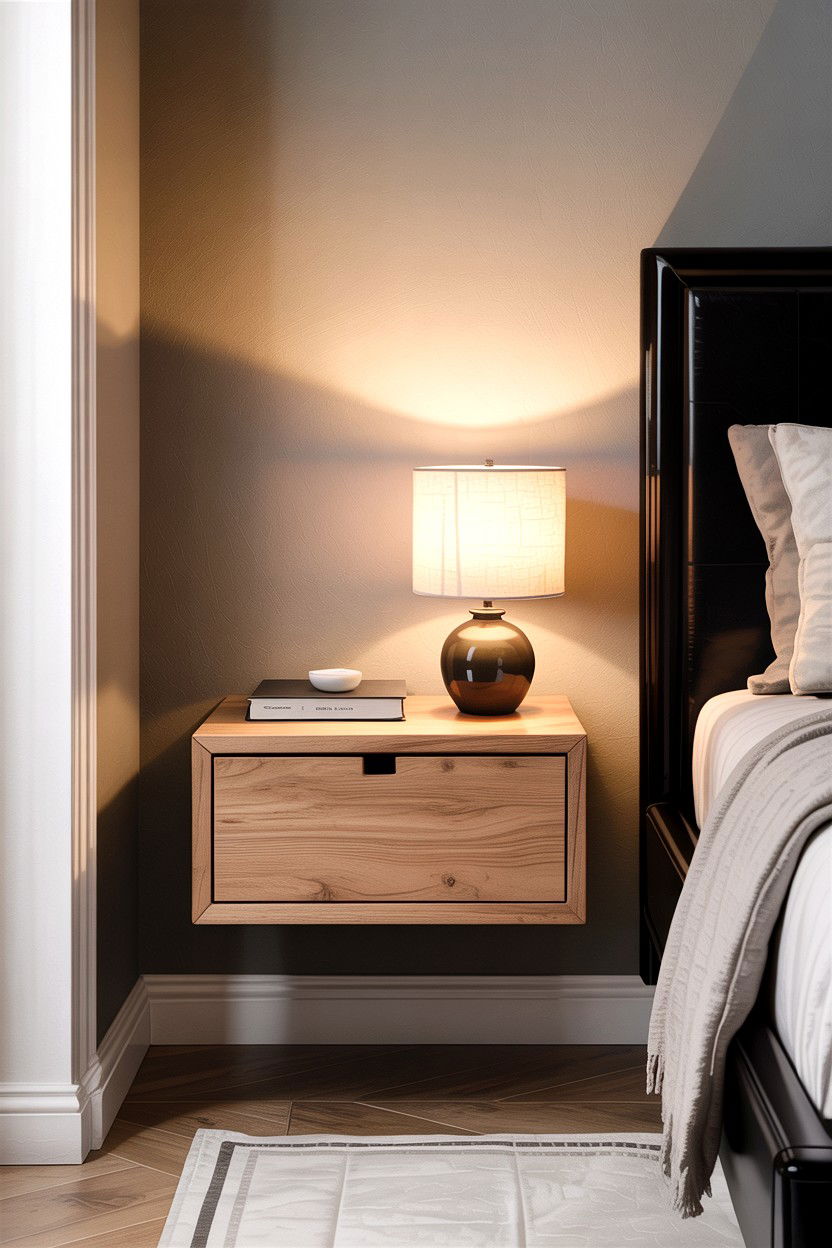 Floating Nightstand - 30 bedroom space saving ideas
