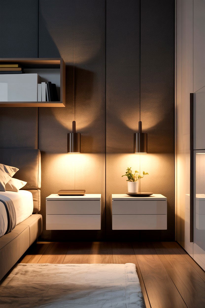Floating Nightstand Setup - 30 bedroom furniture ideas