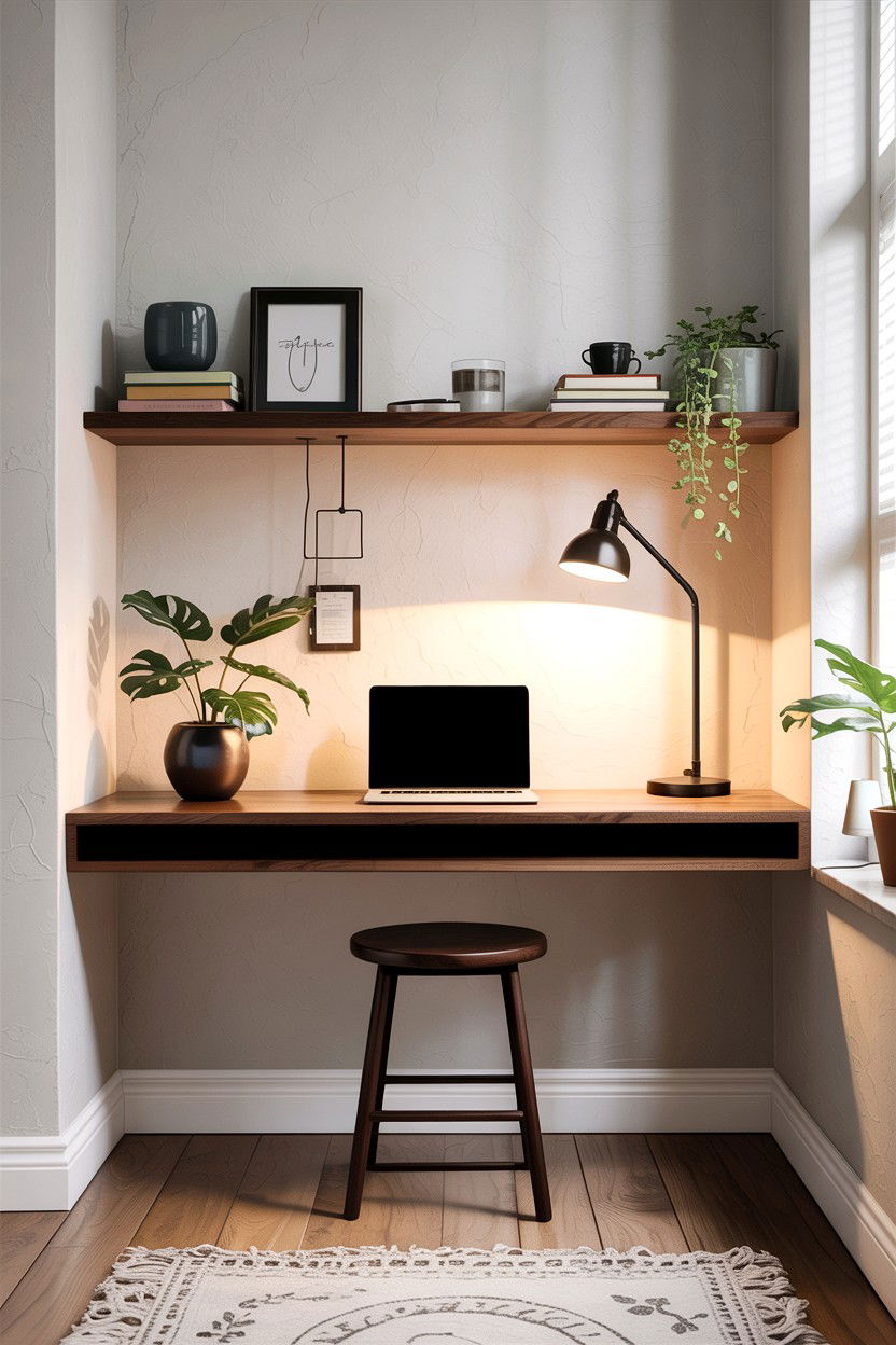 Floating Shelf Desk - 30 bedroom study desk ideas
