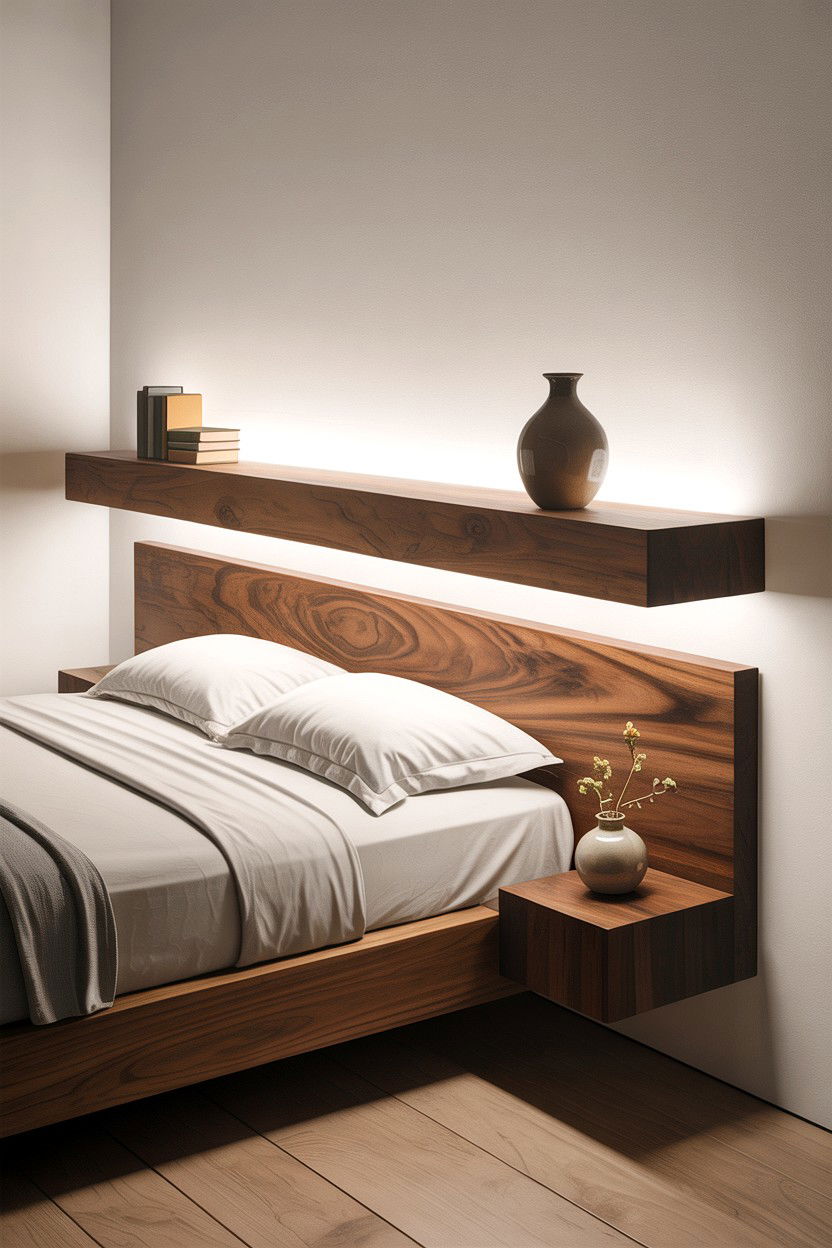 Floating Shelf Headboard - 30 bedroom DIY headboard ideas