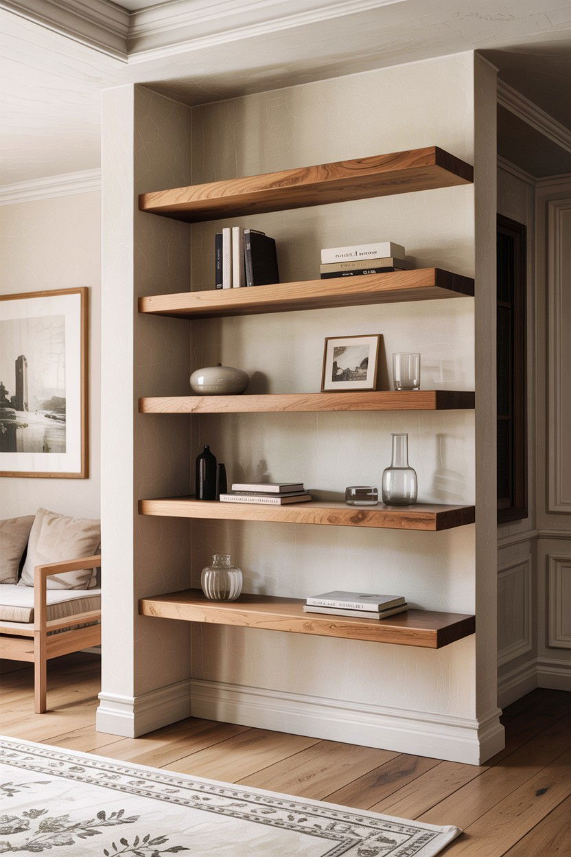 Floating Shelf Wall Partition - 30 bedroom shelf dividers