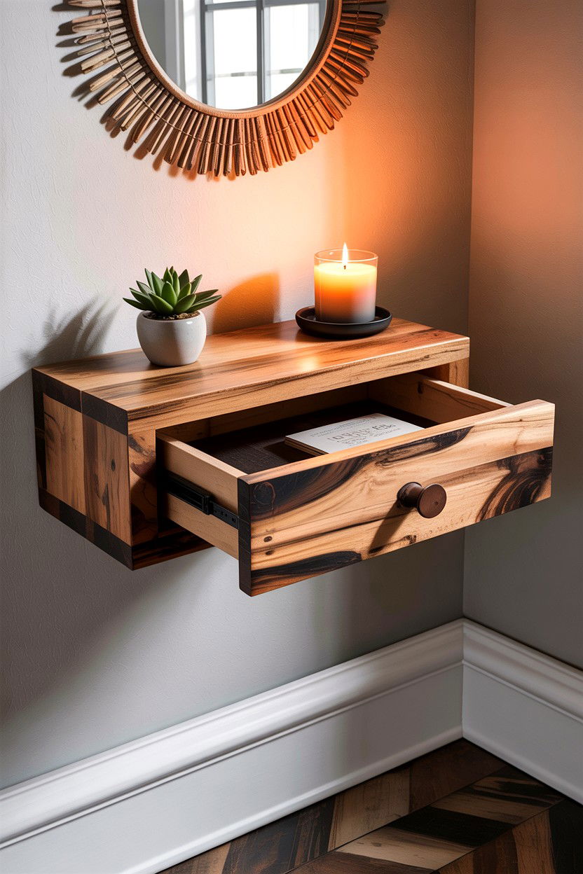 Floating Shelf With Hidden Drawer - 30 bedroom secret storage ideas