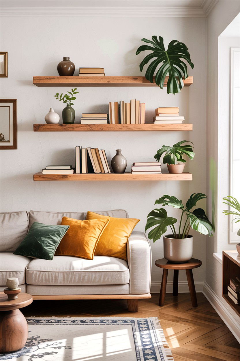 Floating Shelves - 30 living room enhancement ideas