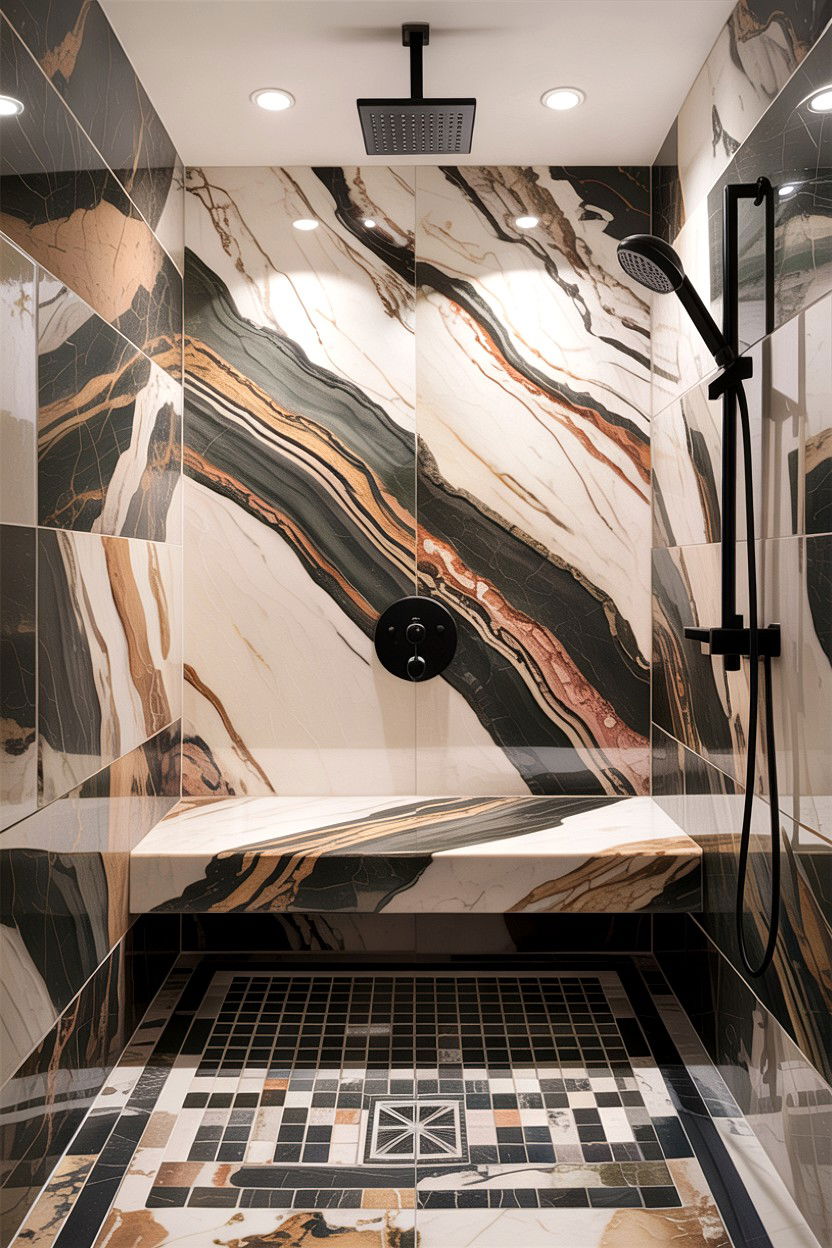 Floating Stone Bench - 30 bathroom architectural detail ideas