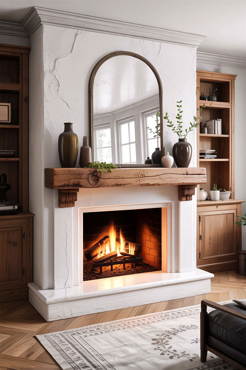 Floating Timber Mantel - 30 living room fireplace surround ideas