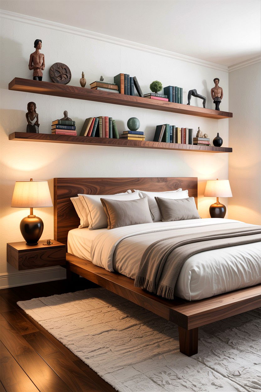 Floating Timber Shelf Bedroom - 30 handcrafted bedroom ideas