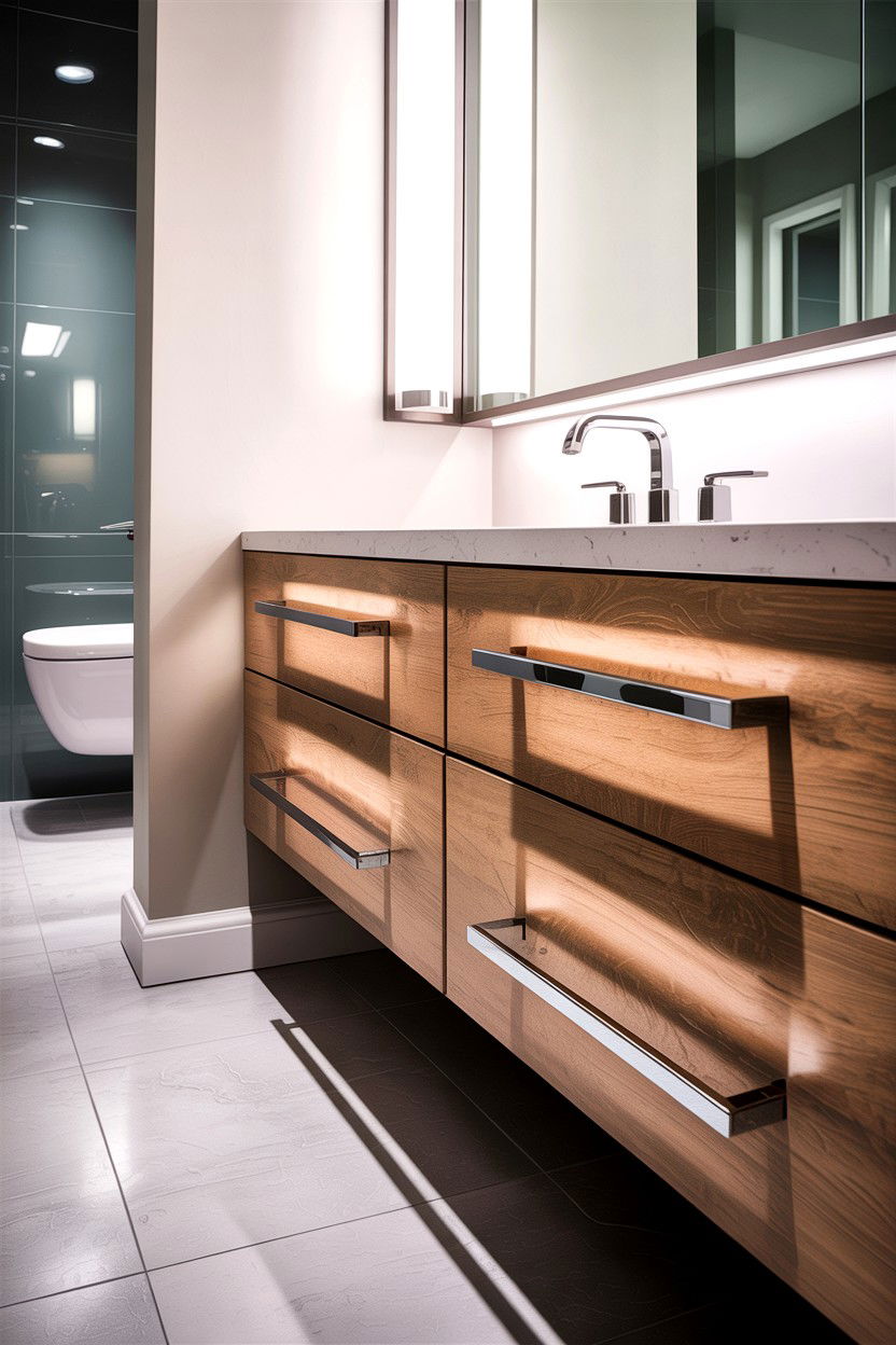 Floating Vanity Chrome - 30 chrome bathroom ideas