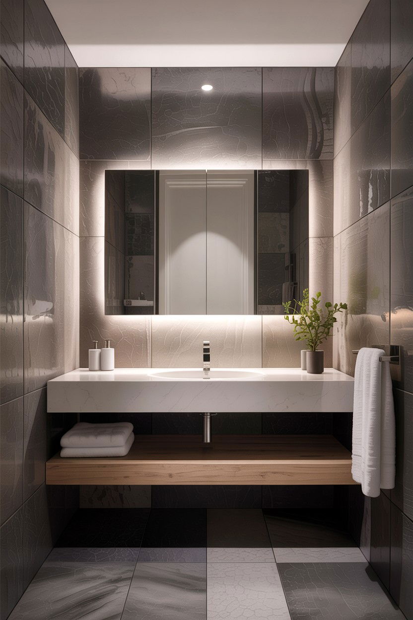 Floating Vanity Mirror - 30 anti-fog mirror bathroom ideas