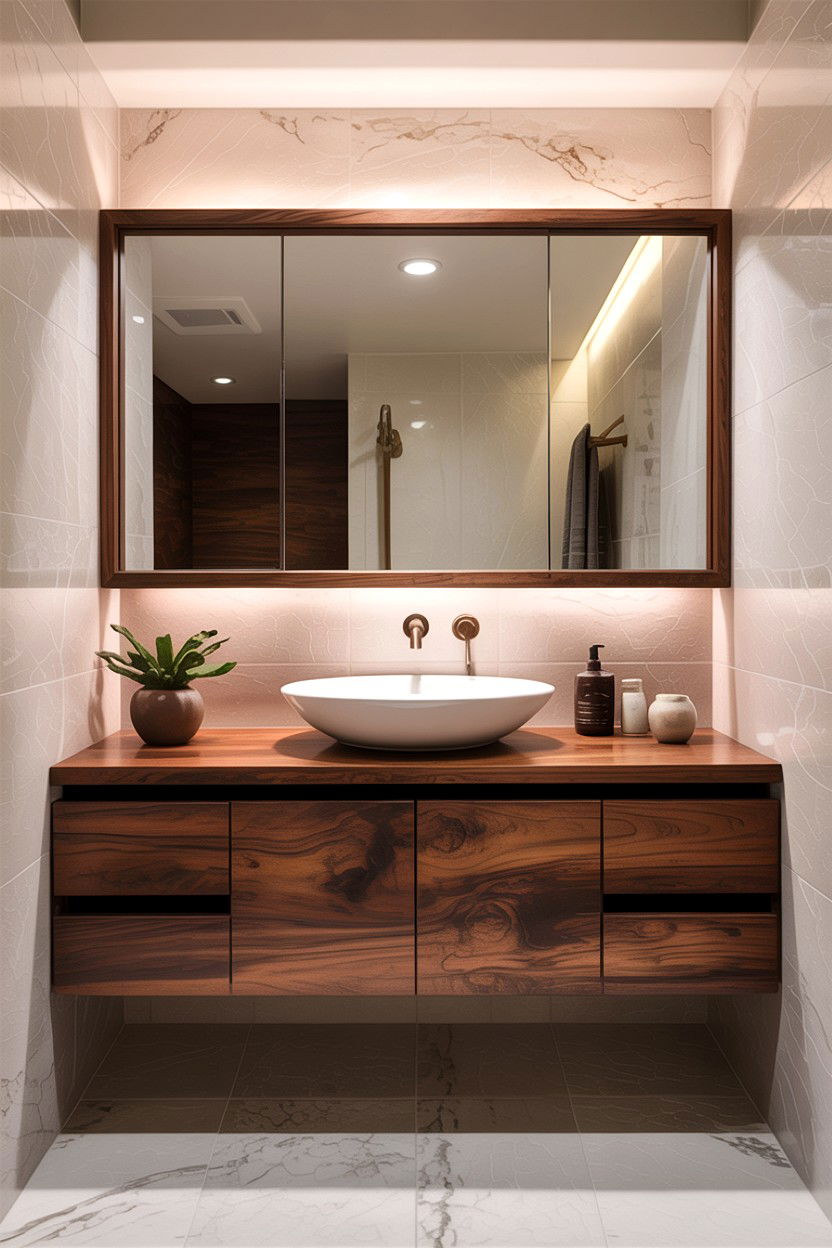 Floating Wood Bathroom Vanity - 30 desert bathroom ideas