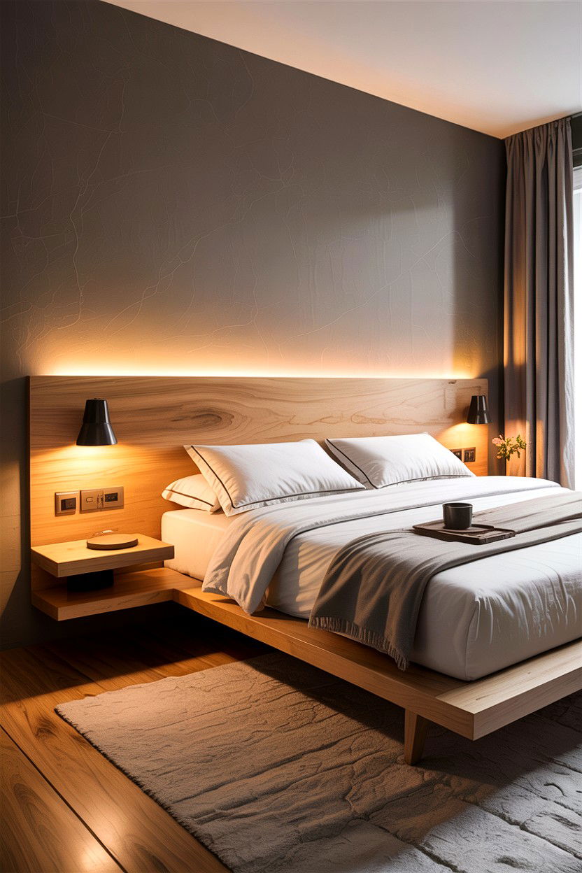 Floating Wood Headboard - 30 bedroom wooden headboards