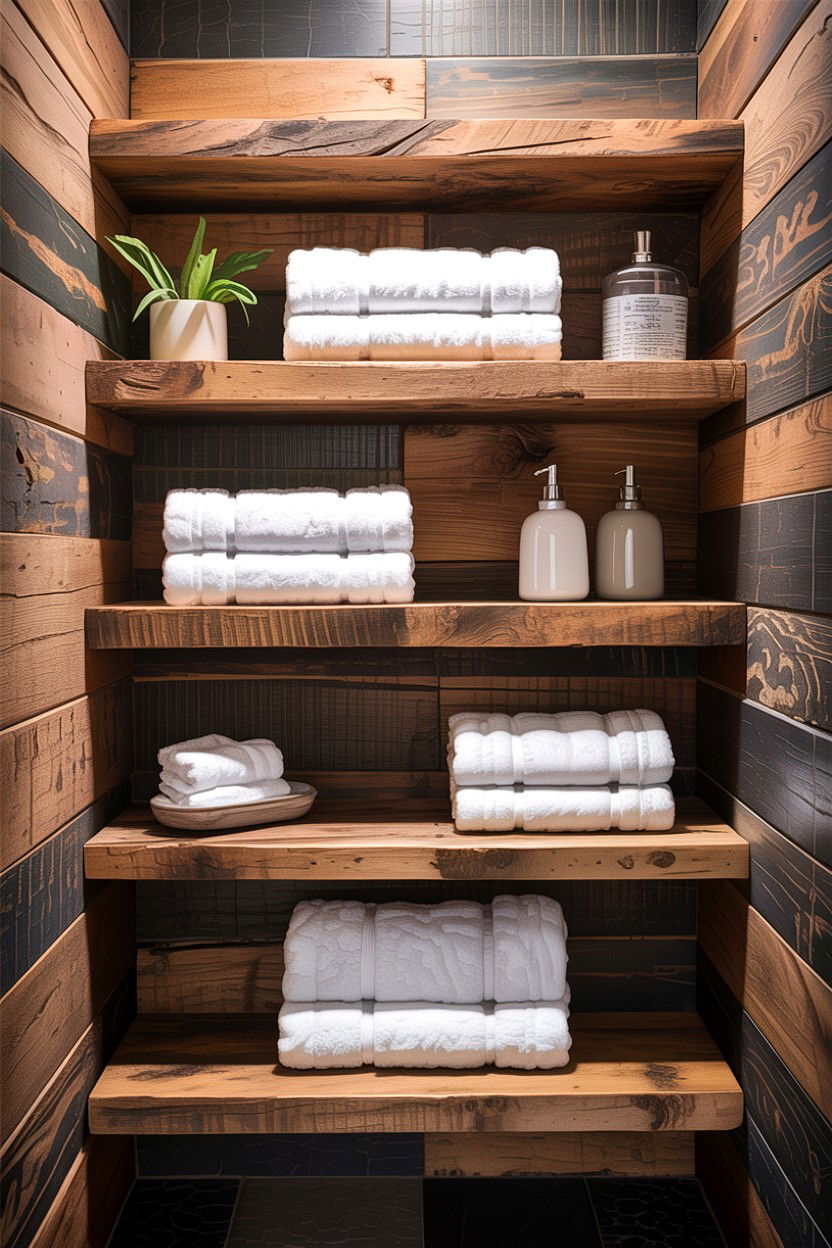 Floating Wood Shelf - 30 bathroom conversation starter ideas