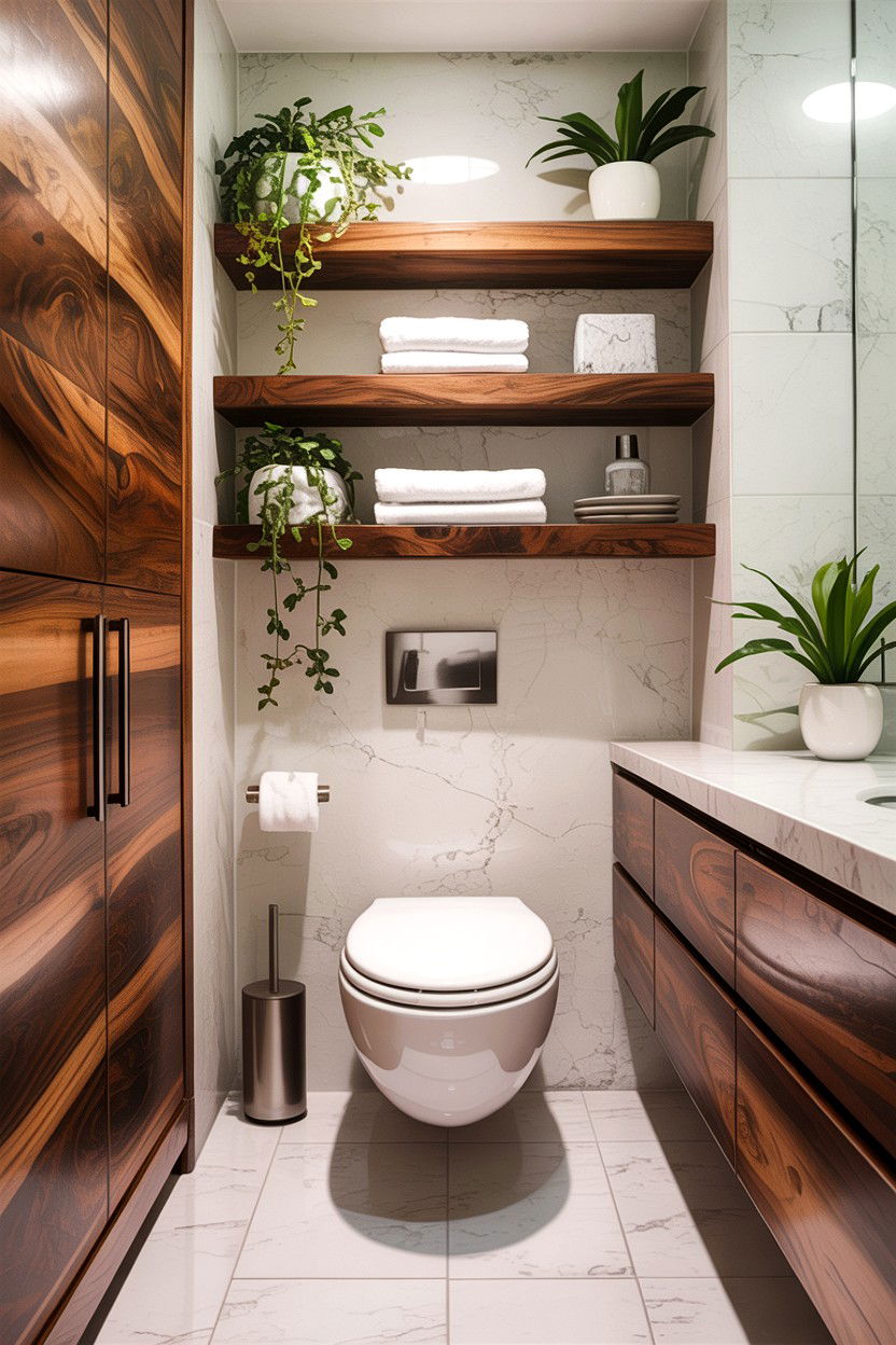 Floating Wood Shelves - 30 contractor bathroom ideas