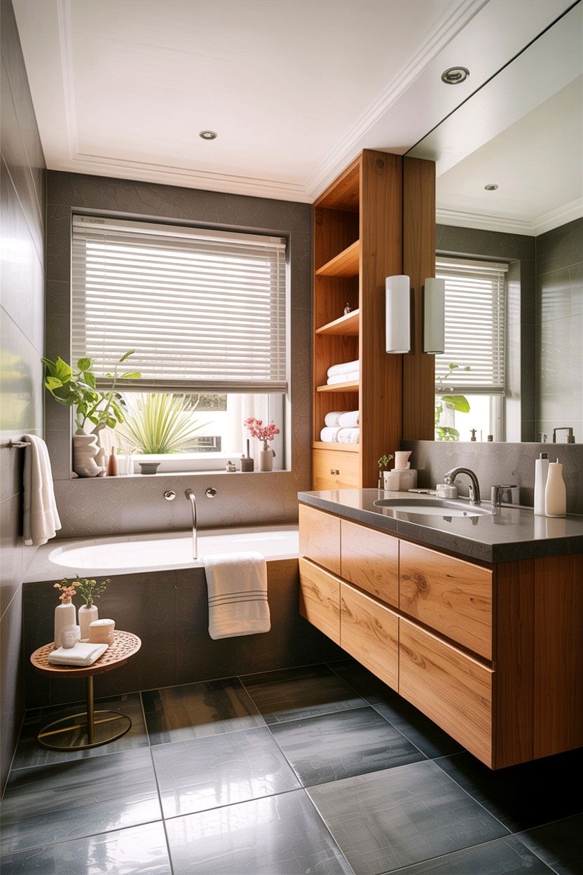 Floating Wood Vanity Bathroom - 30 alcove tub ideas
