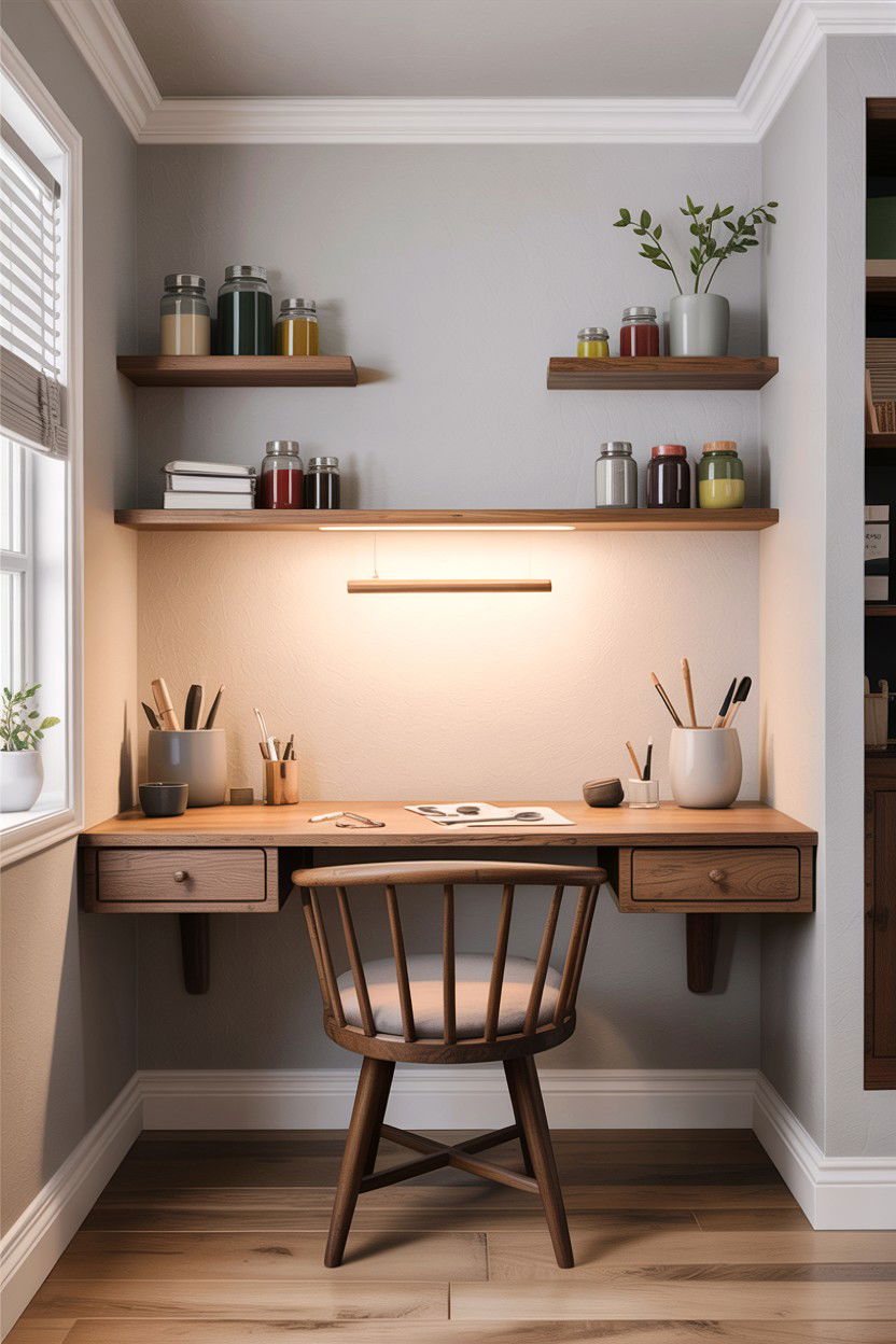 Floating craft desk - 30 bedroom craft corner ideas