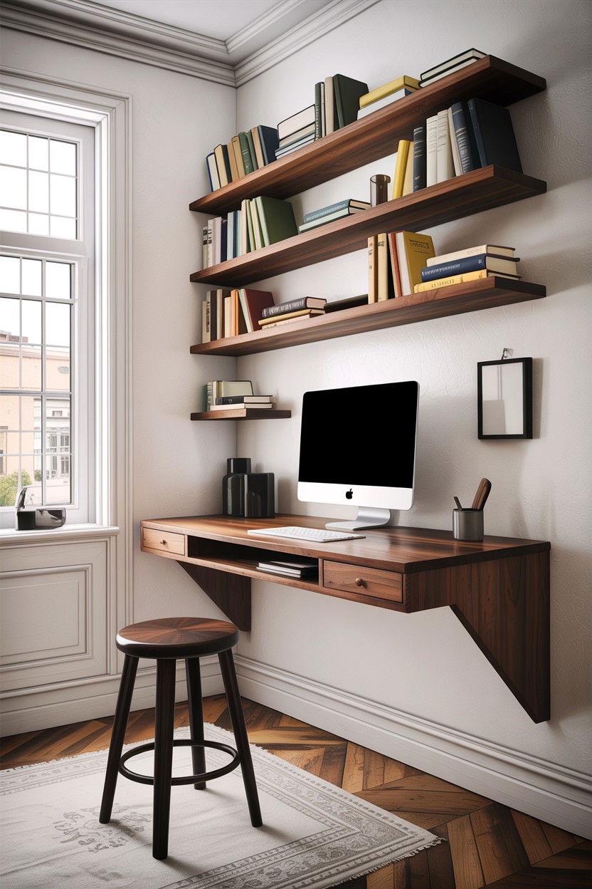 Floating desk wall - 30 bedroom workspace ideas