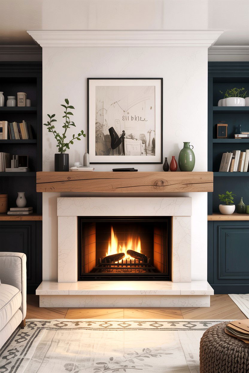 Floating mantel fireplace insert - 30 living room fireplace insert ideas