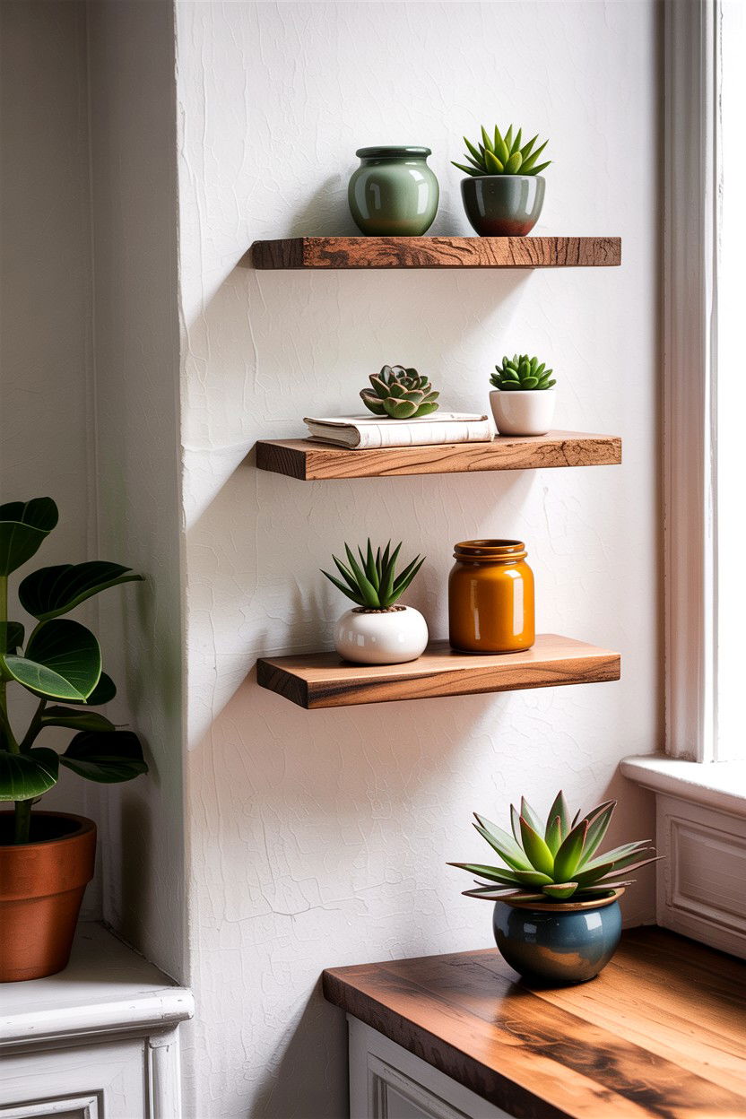 Floating shelves - 30 inexpensive living room ideas