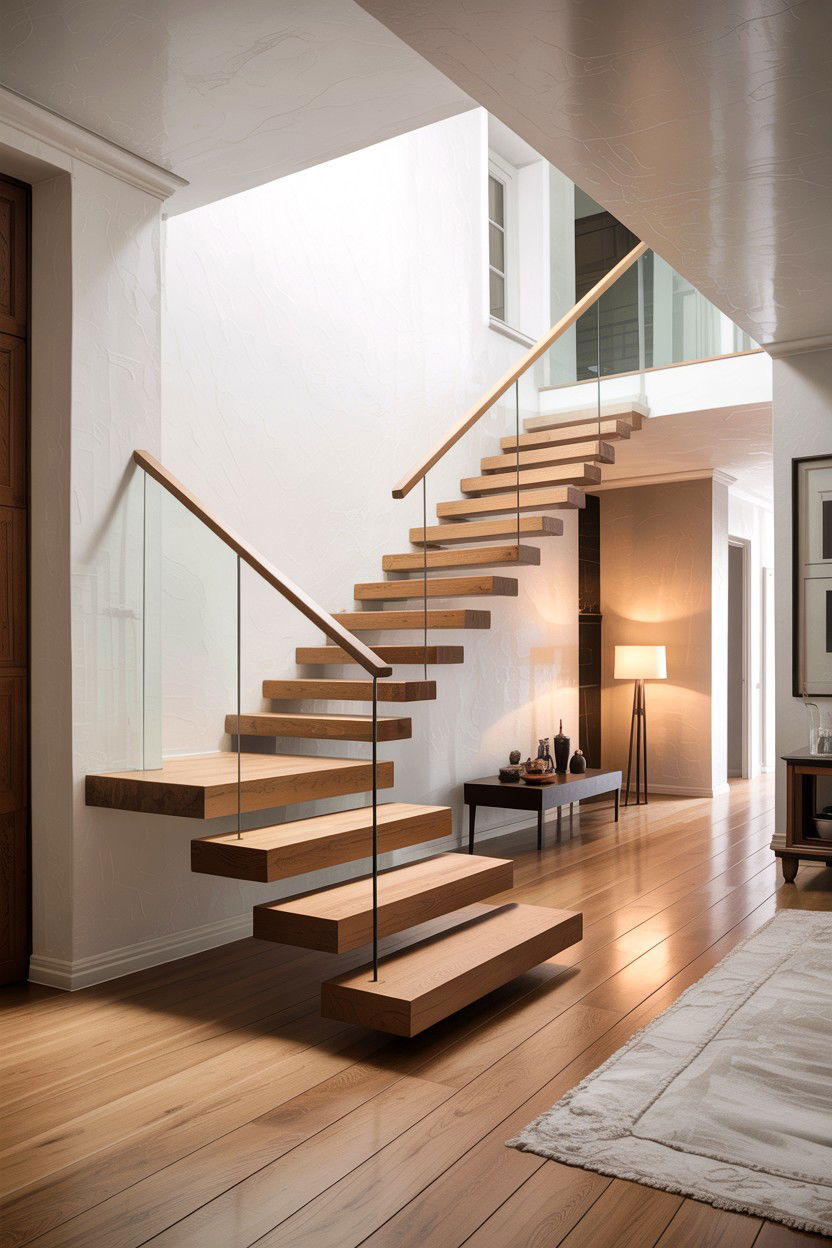Floating staircase - 30 architect living room ideas