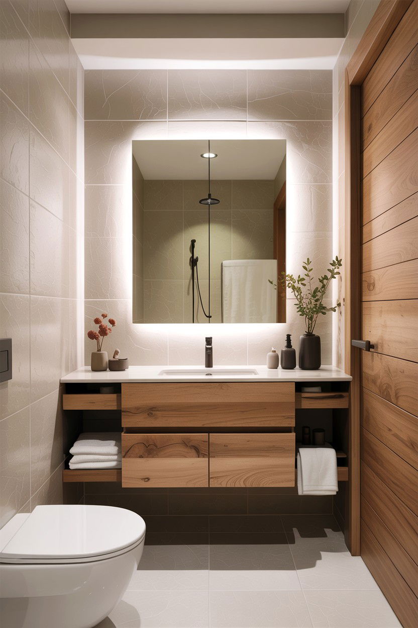 Floating vanity closet bathroom - 30 closet to bathroom conversion ideas