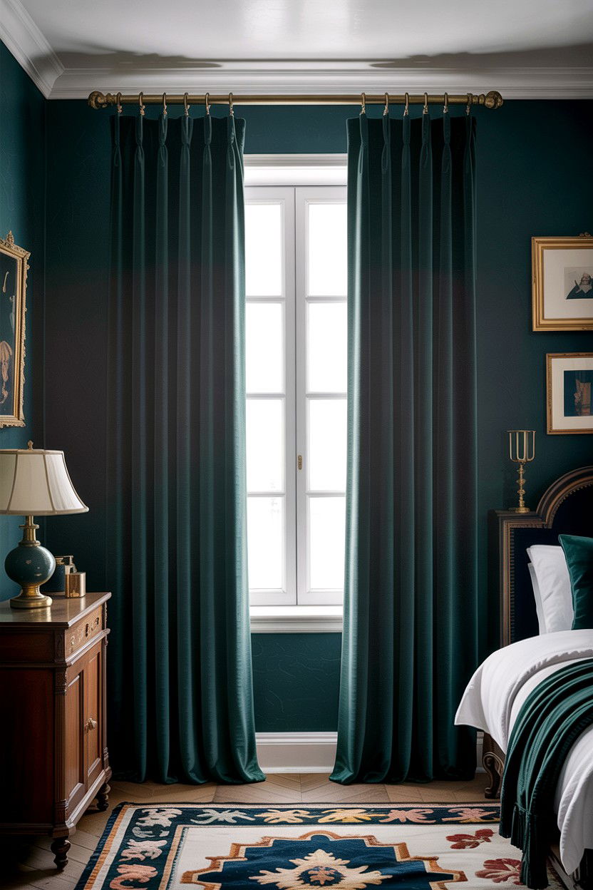 Floor Length Velvet Curtains - 30 dark academia bedroom ideas