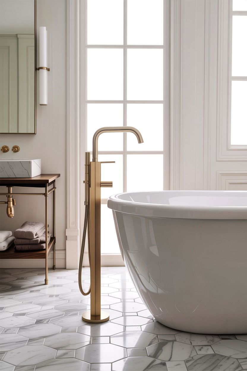 Floor Mounted Faucet - 30 freestanding tub ideas