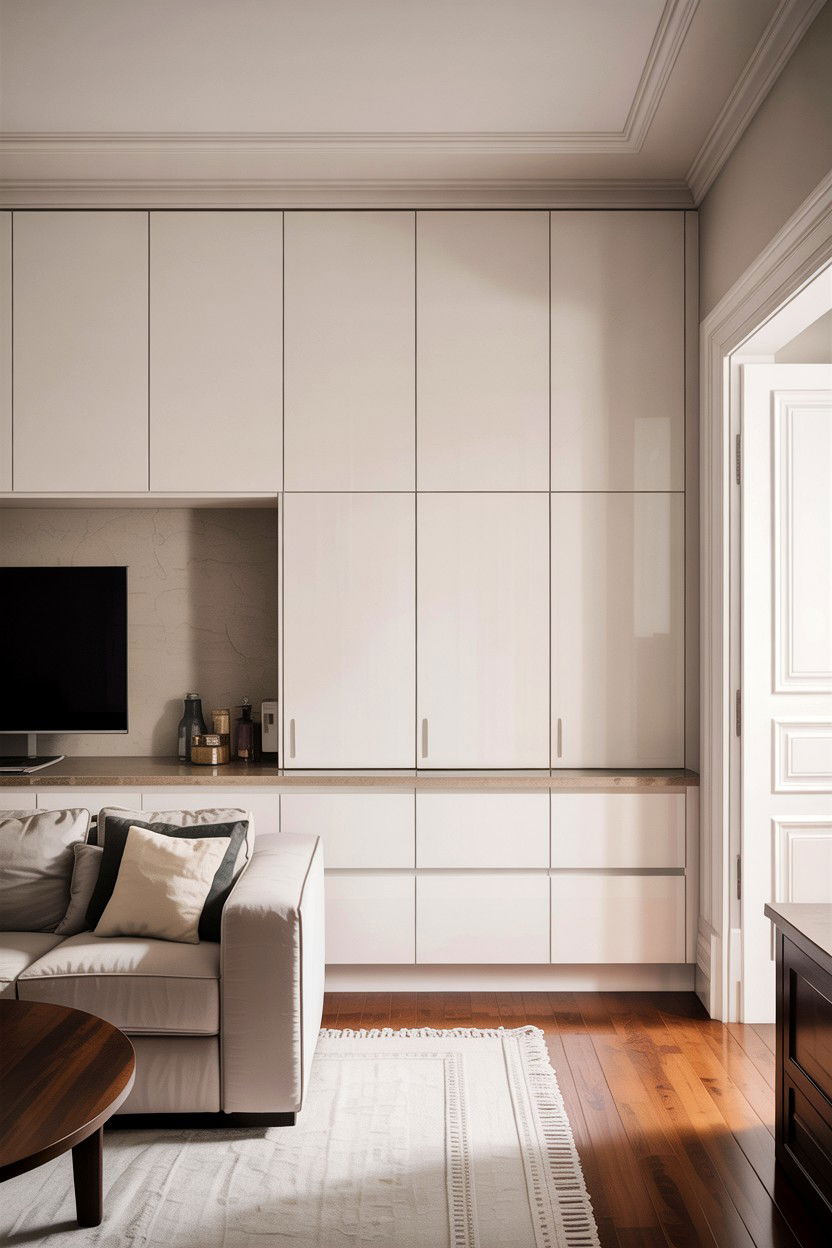 Floor To Ceiling Cabinets - 30 small living room space storage ideas