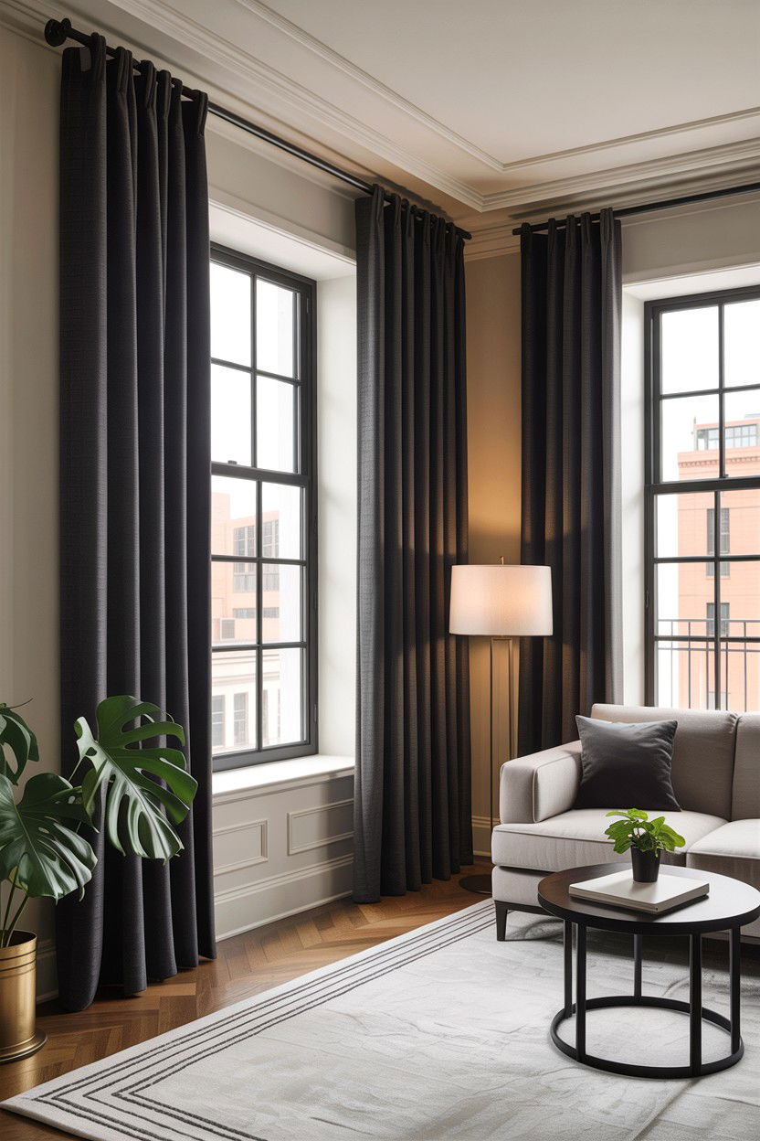 Floor To Ceiling Curtains - 30 boutique hotel living room ideas