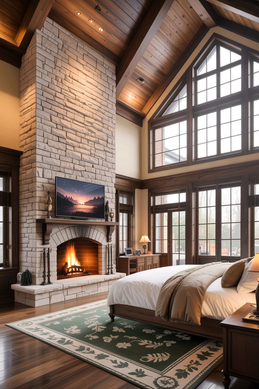 Floor To Ceiling Fireplace - 30 bedroom with fireplace ideas