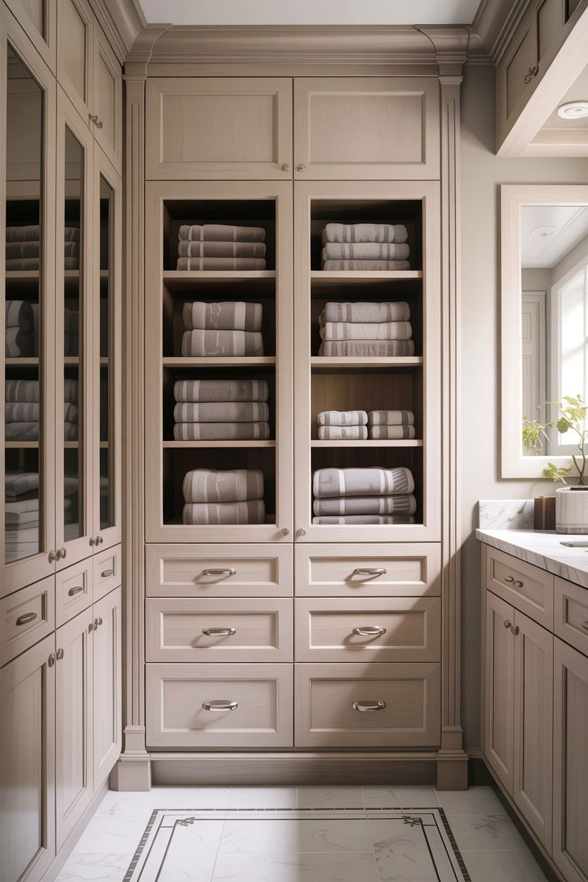 Floor To Ceiling Linen Closet - 30 bathroom built-in storage ideas