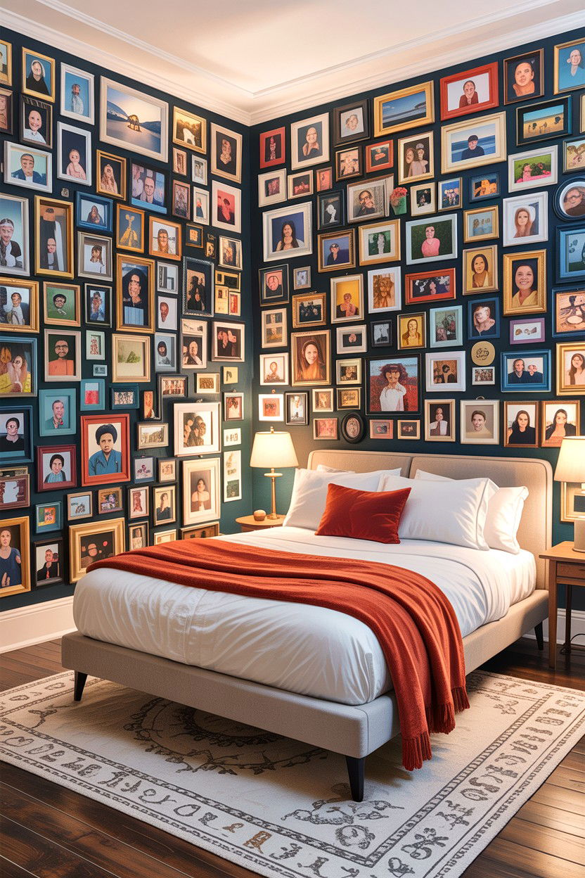 Floor To Ceiling Photo Wall - 30 bedroom memory wall ideas