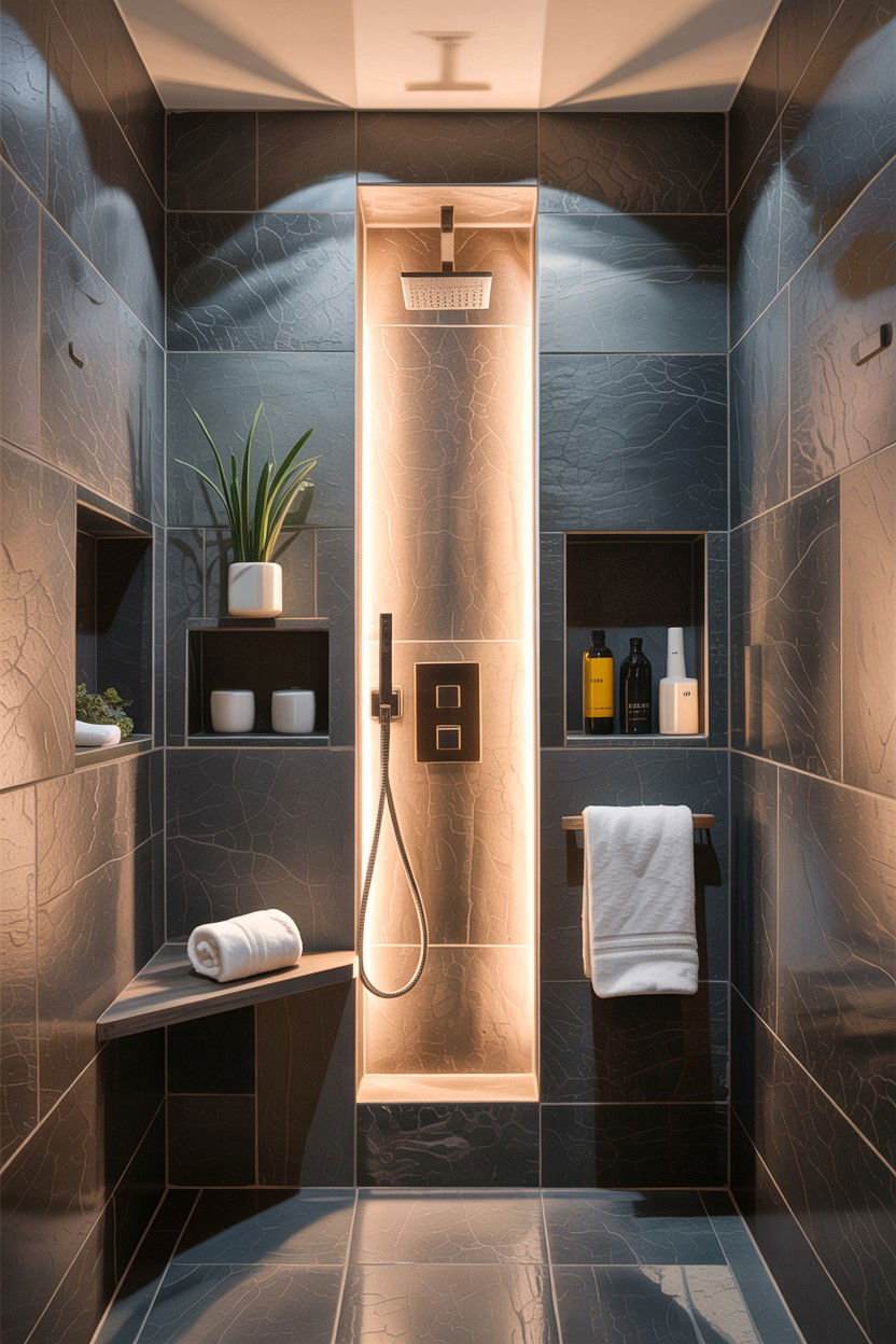 Floor To Ceiling Shower Niche - 30 lighted niche bathroom ideas