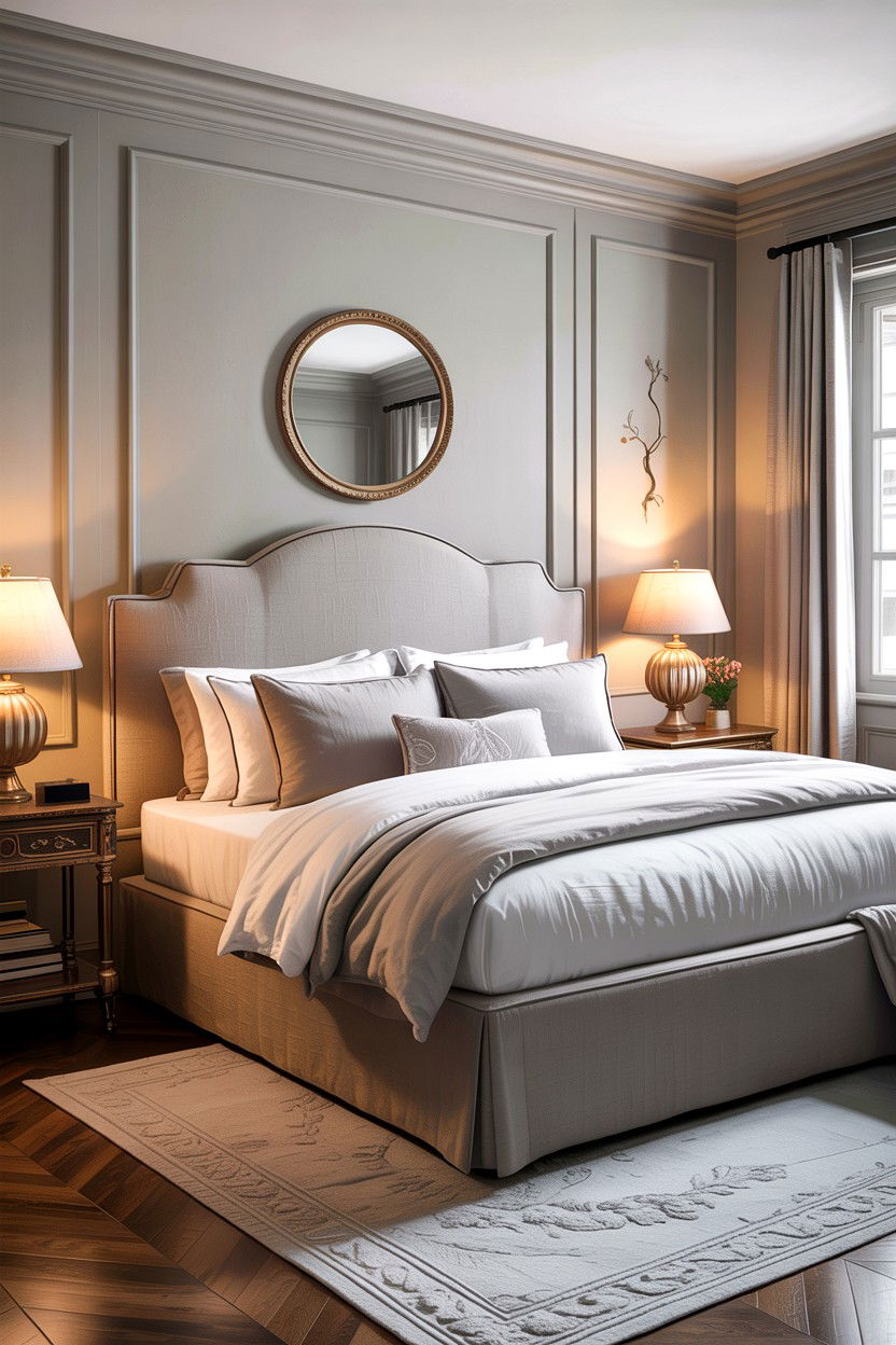 Floor length linen headboard - 30 bedroom linen headboards