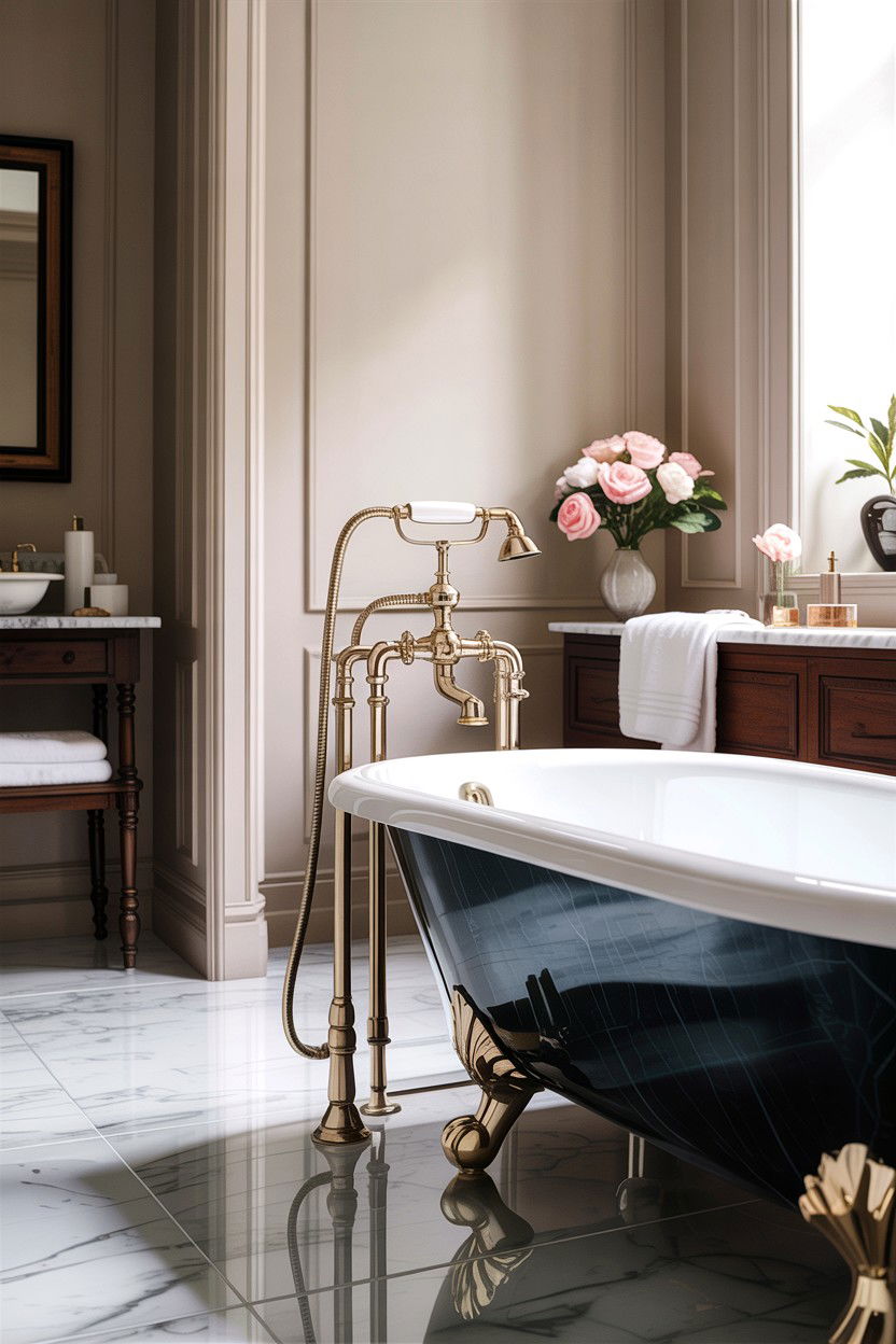 Floor mount tub filler - 30 clawfoot tub ideas