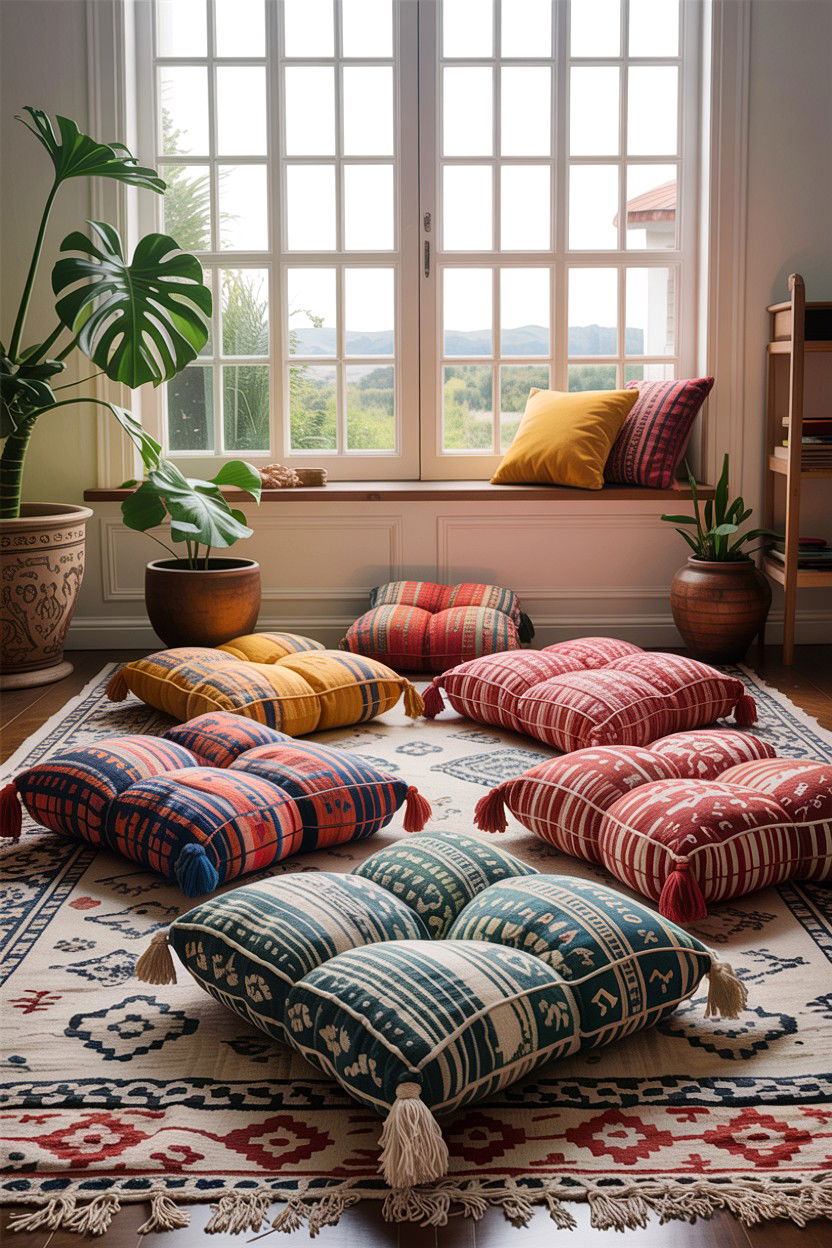 Floor seating cushion - 30 handcrafted living room ideas